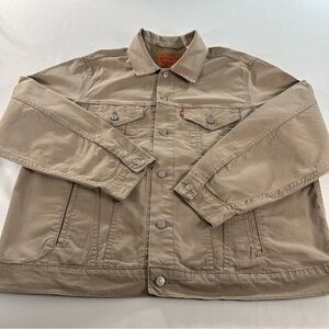 Levi’s Oversized Trucker Jean Jacket Women’s Size 1XL Beige Denim Baggy Red Tab